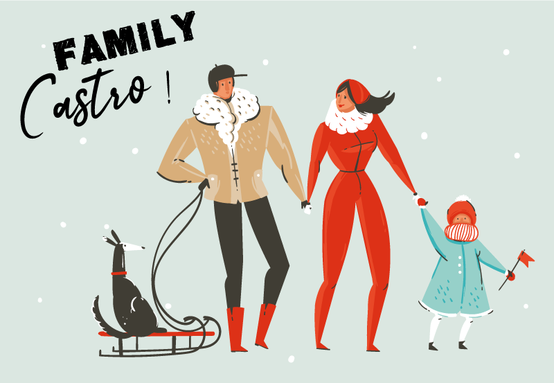 Vinyl Teppich mit Namen personalisierte winterfamilie - TenStickers