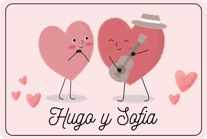 Vinyl Teppich Schlafzimmer duo herzen mit namen - TenStickers