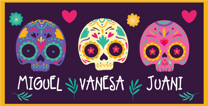 Vinylteppich mit Name Mexikanische schädel - TenStickers