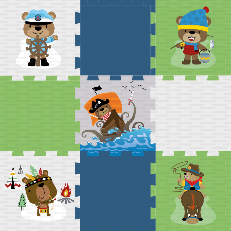 Vinylteppich kindlich süßes bärenabenteuer - TenStickers