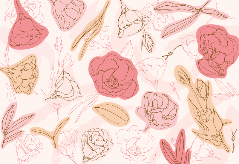 Vinyl Teppich Blumen botanischer umrissstil - TenStickers