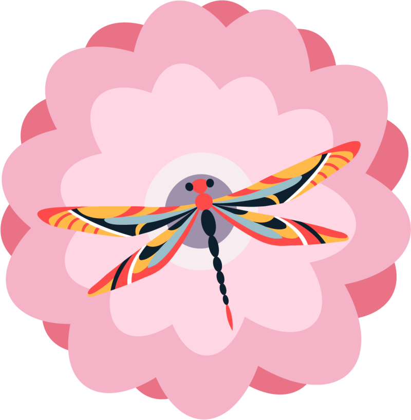 Vinyl Teppich Blumen buntes libellen-mittelstück - TenStickers