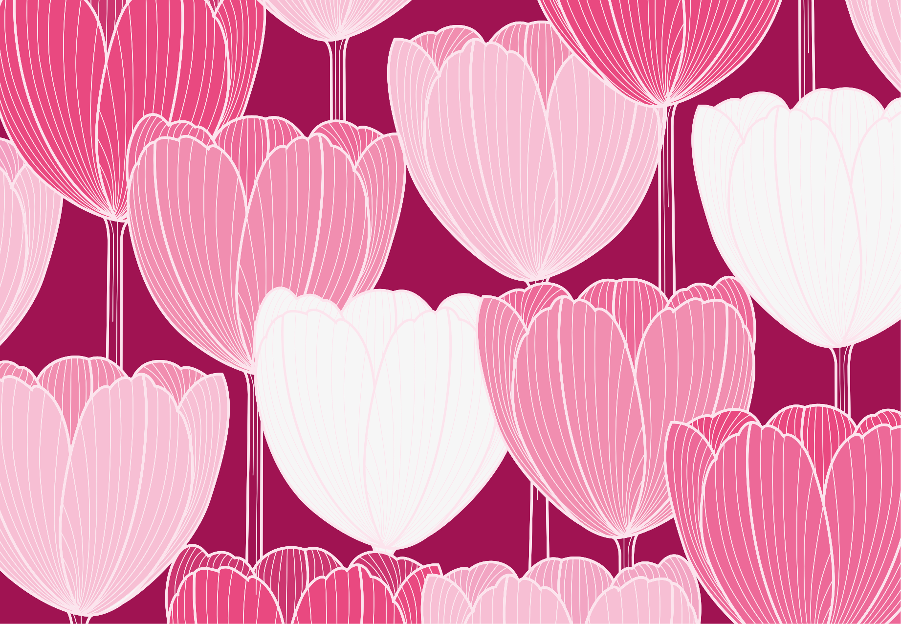 Vinyl Teppich Blumen rosa tulpenelemente - TenStickers