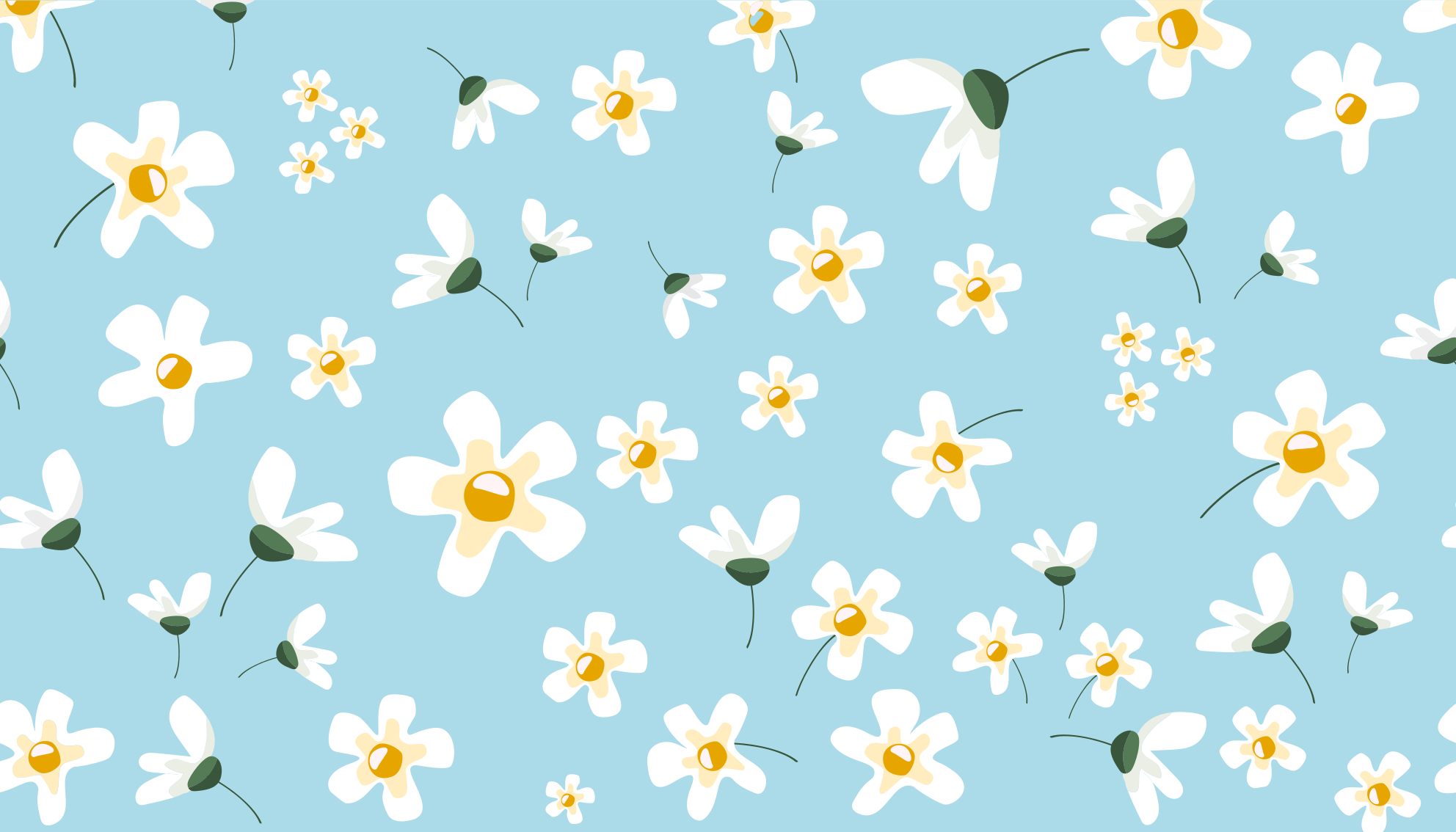 Vinylteppich Blumen Blauer Hintergrund mit gänseblümchen - TenStickers