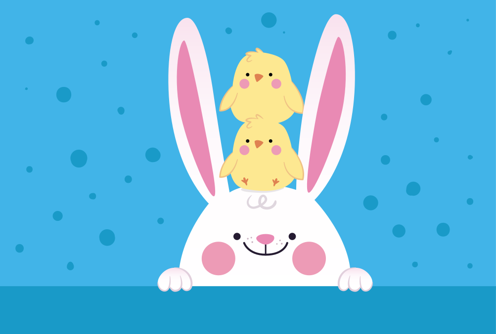 Vinyl Teppich Kinder glückliches häschen mit küken - TenStickers