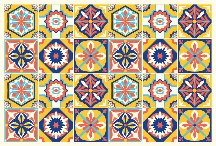 Vinyl teppich fliesenoptik buntes mosaikmuster - TenStickers