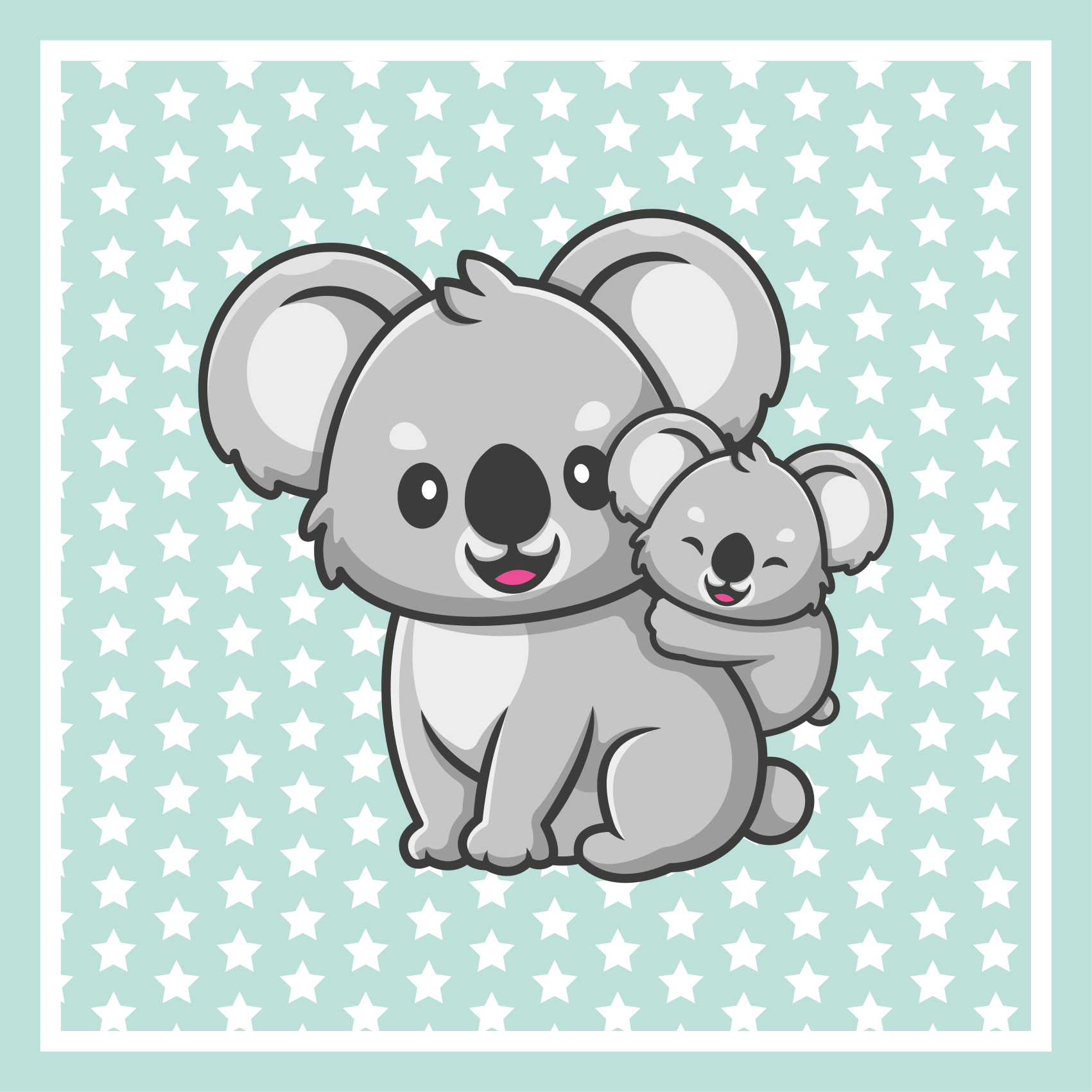 Vinyl Teppich Kinder mama und baby koalas - TenStickers