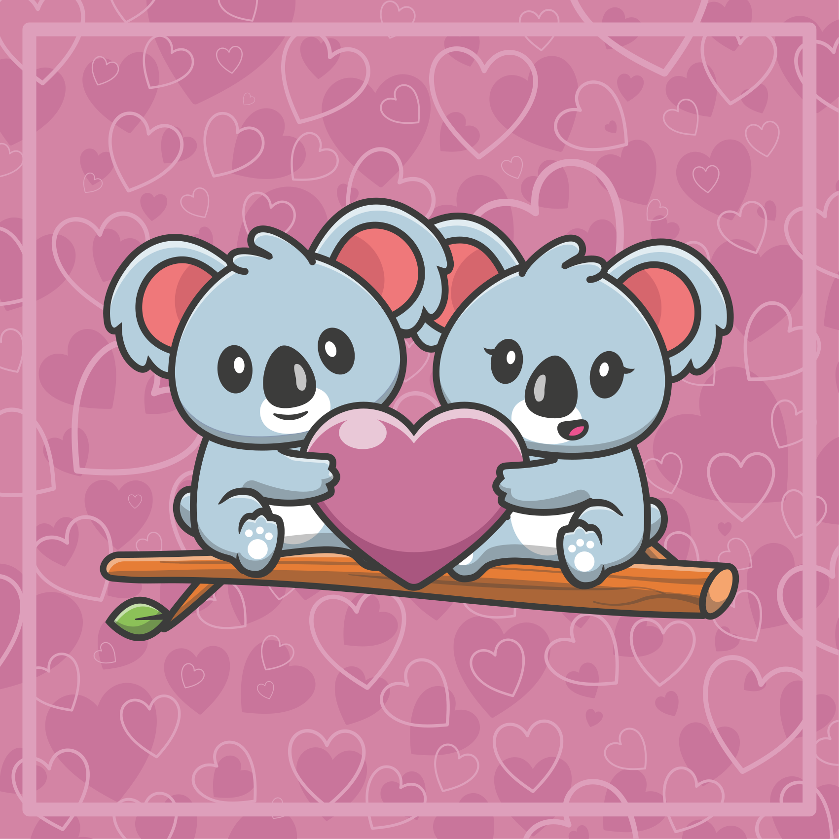 Vinyl Teppich Kinder koala-liebesherz - TenStickers
