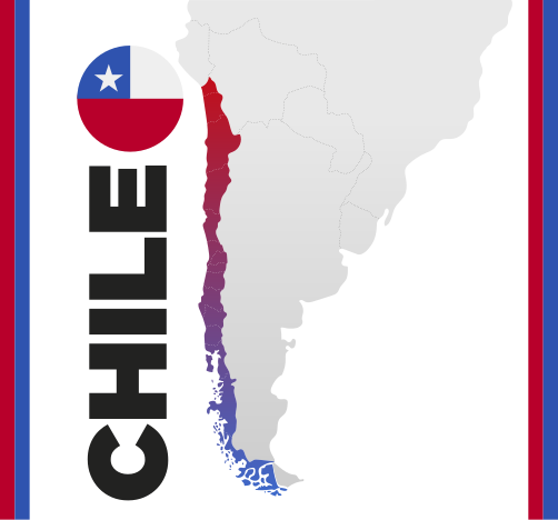 Vinylteppich Weltkarte Geografische form von chile - TenStickers