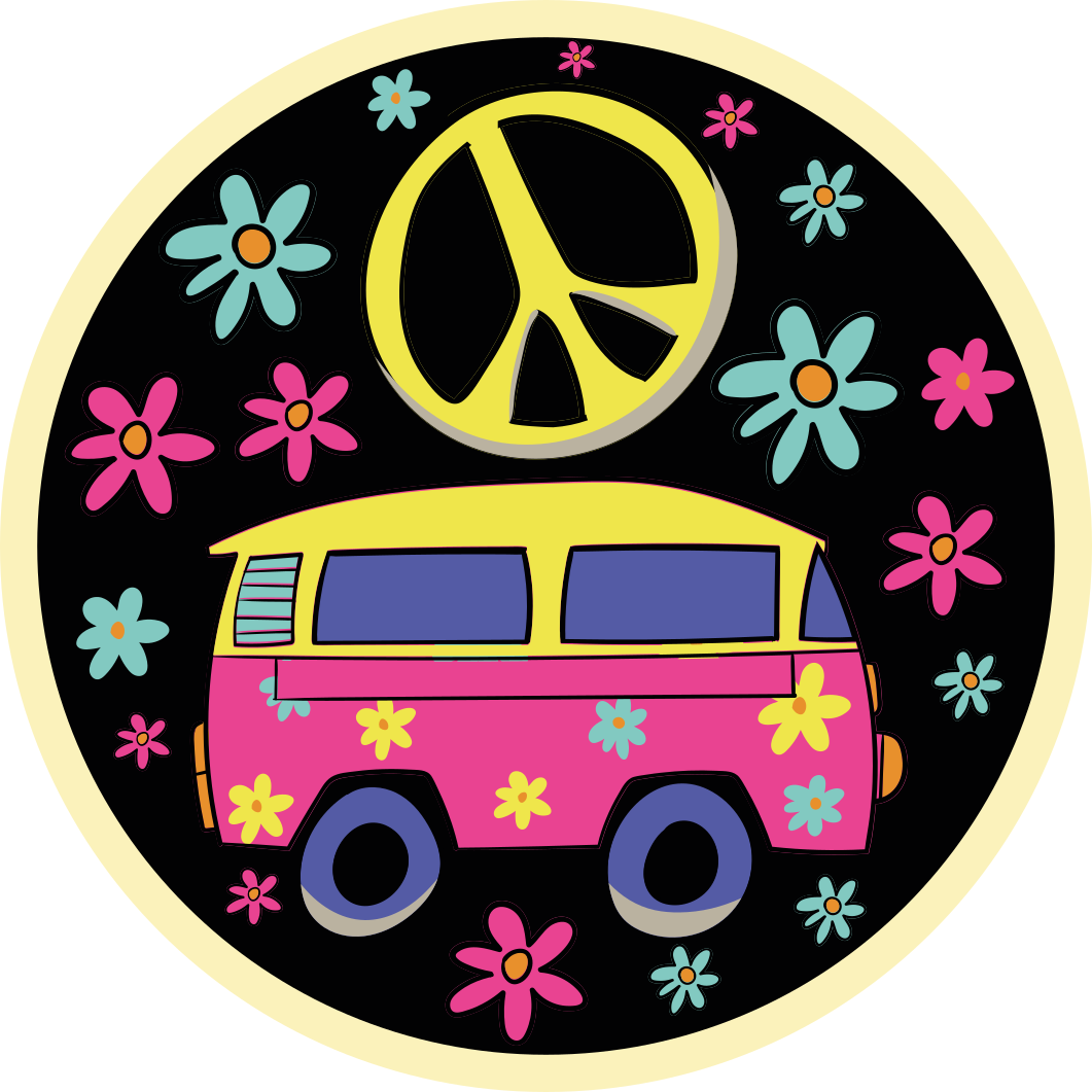 Vinylteppich kindlich flower-power-van - TenStickers