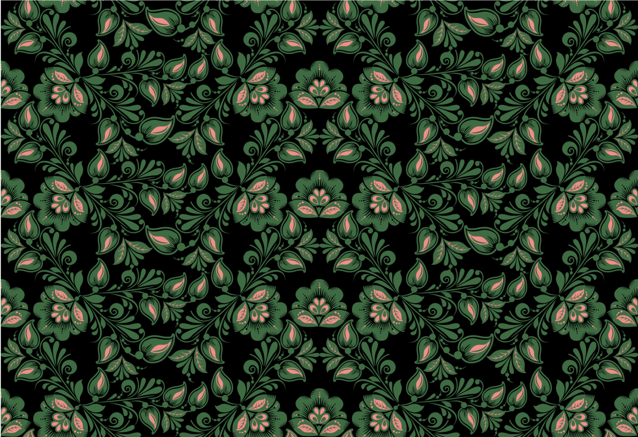 Vinylteppich ethnisch Blumen russischer stil - TenStickers