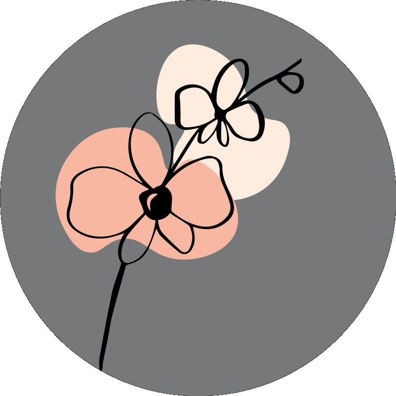 Vinyl teppich blumen im minimalistischen graudesign - TenStickers