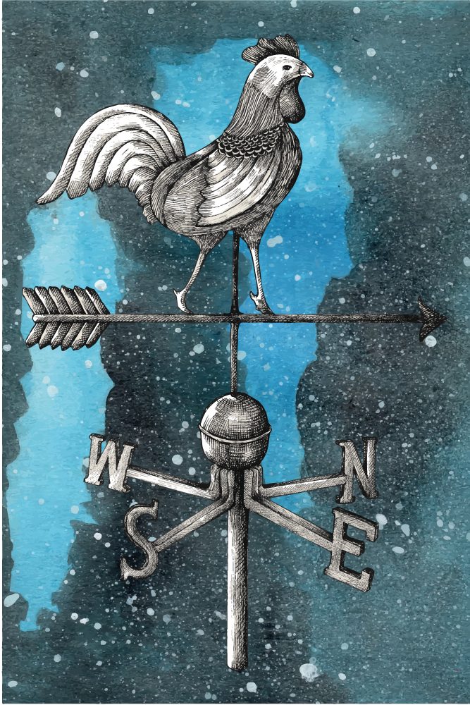 Vinylteppich Hahn auf Windfahne Sternennacht - TenStickers