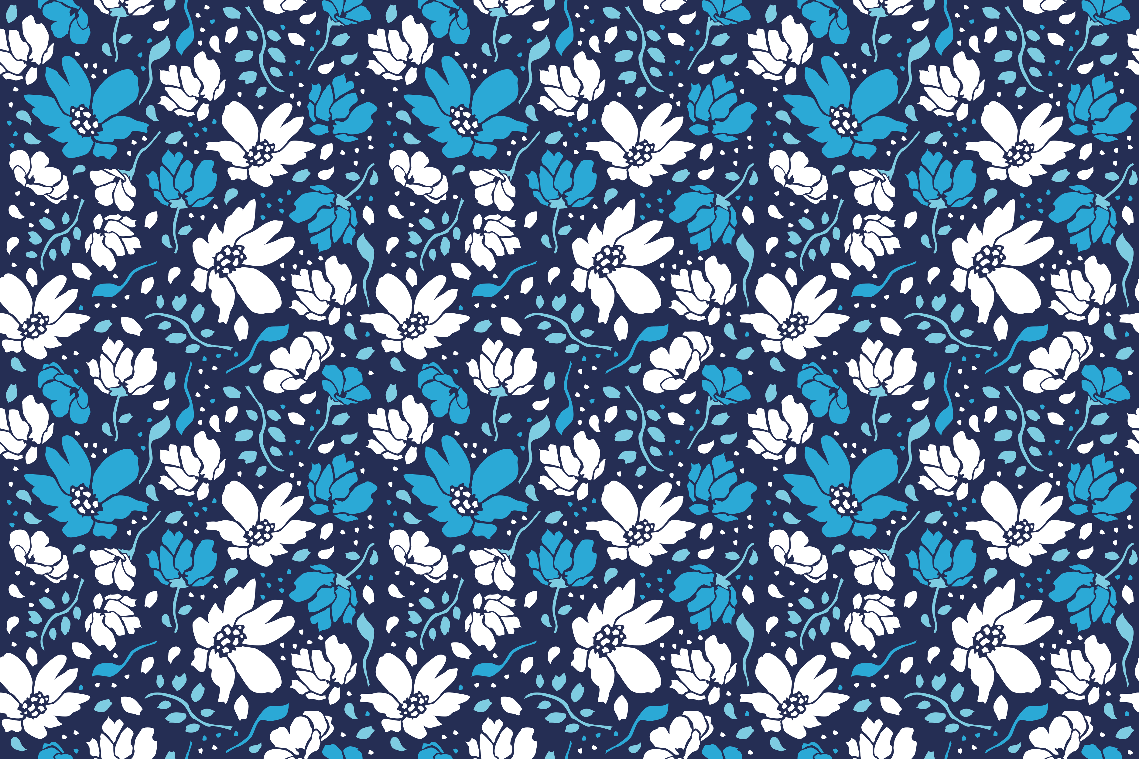 Vinyl Teppich Blumen marineblaues blumenmotiv - TenStickers