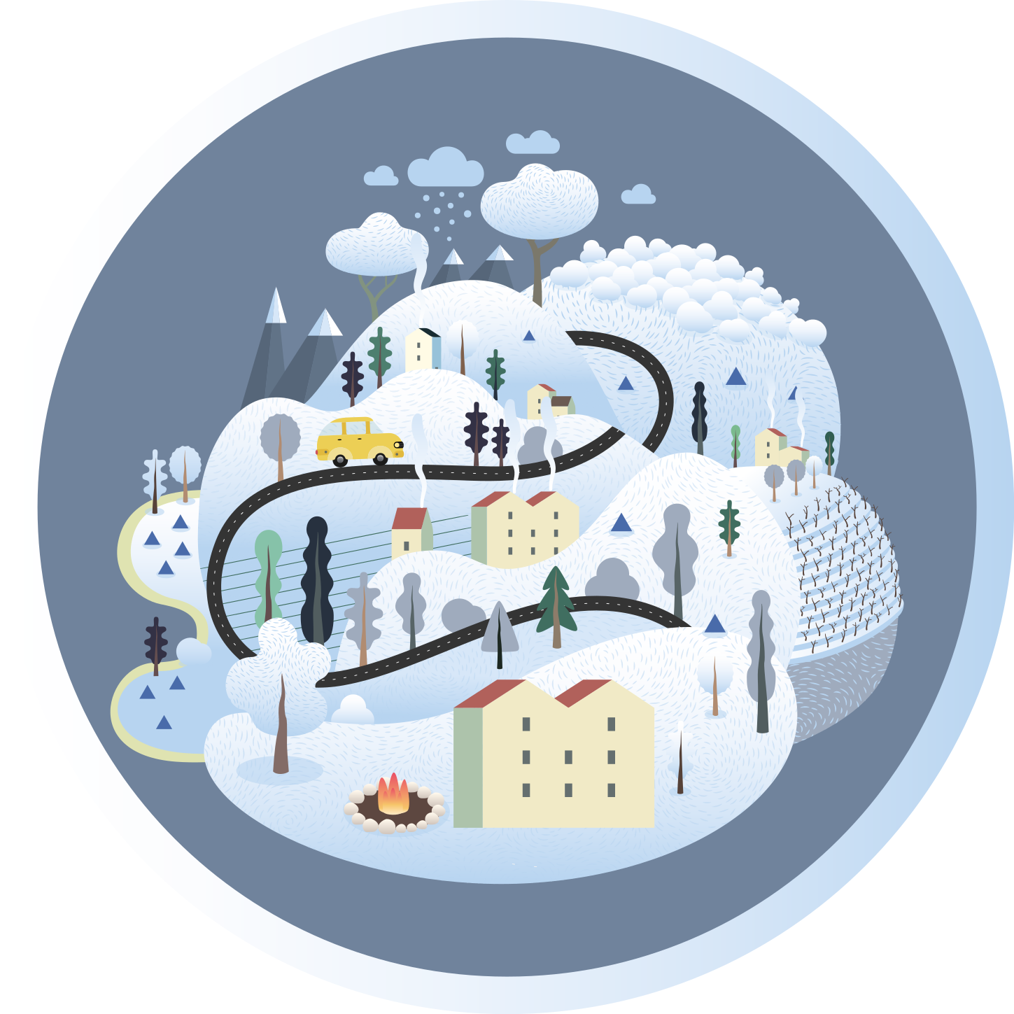 Vinyl Teppich Straßen wunderliche landschaftsreise - TenStickers