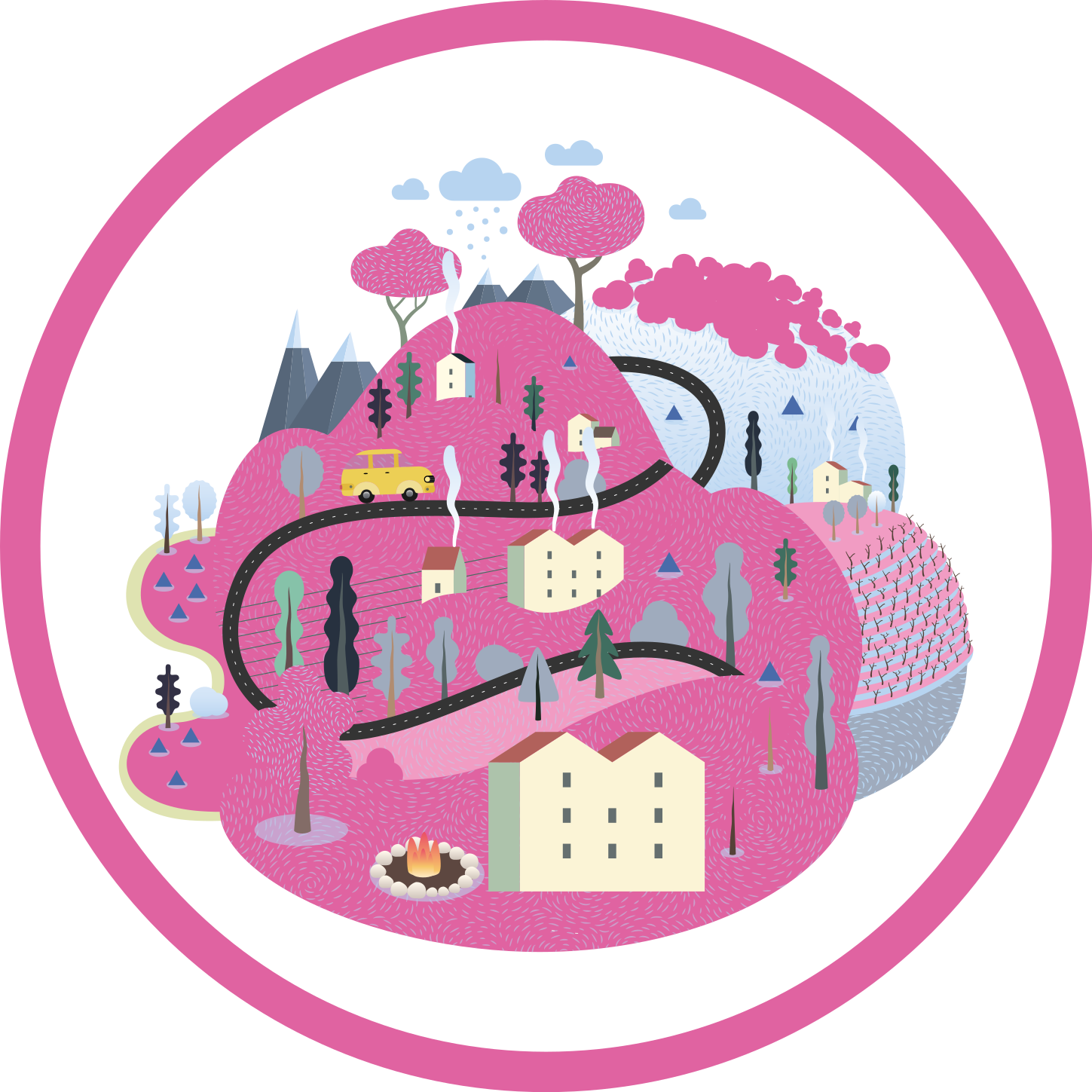 Vinyl teppich straßen bunte dorfszene - TenStickers