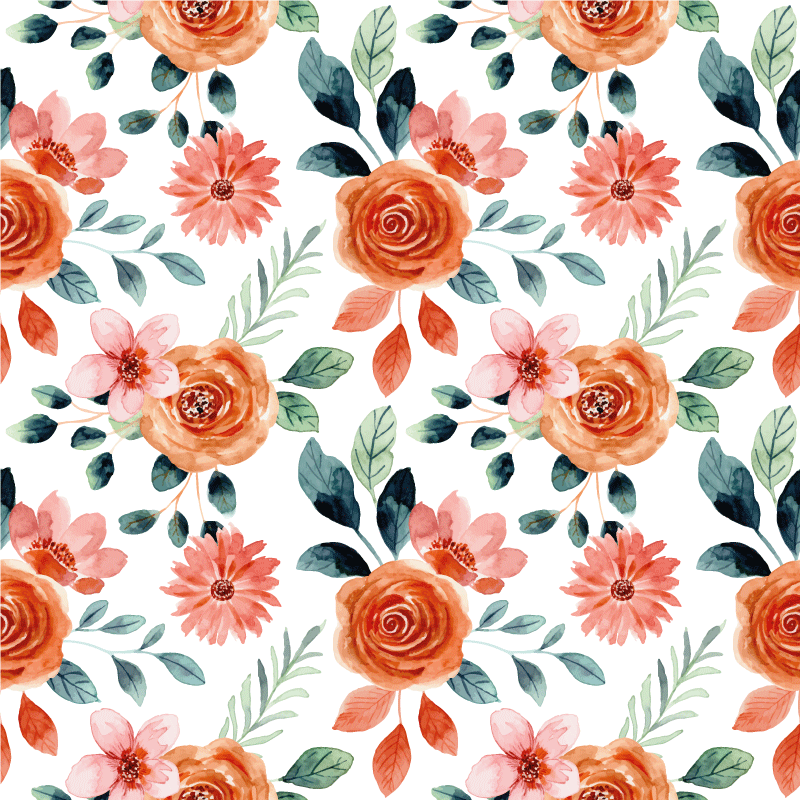 Vinylteppich quadratisch Aquarell zarte blumen - TenStickers