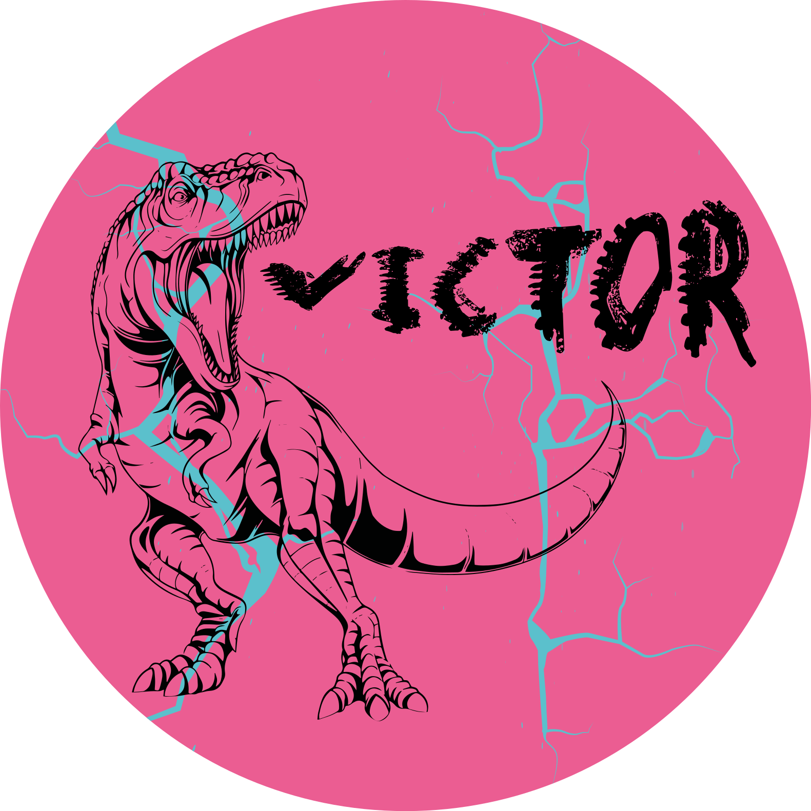 Vinylteppich kindlich pinker t-rex mit namen - TenStickers