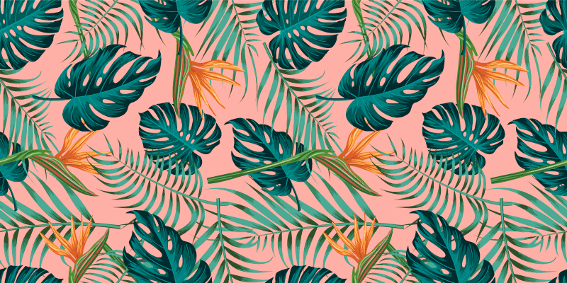 Vinyl teppich natur mit tropischem blattdesign - TenStickers