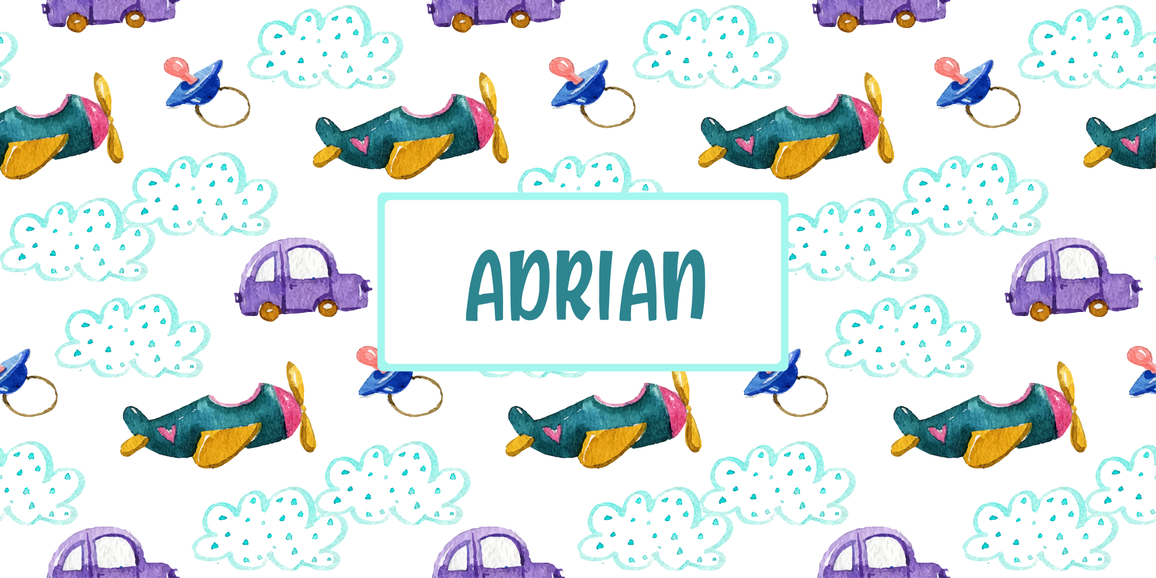 Vinyl Teppich mit Namen skurriles flugzeugthema - TenStickers