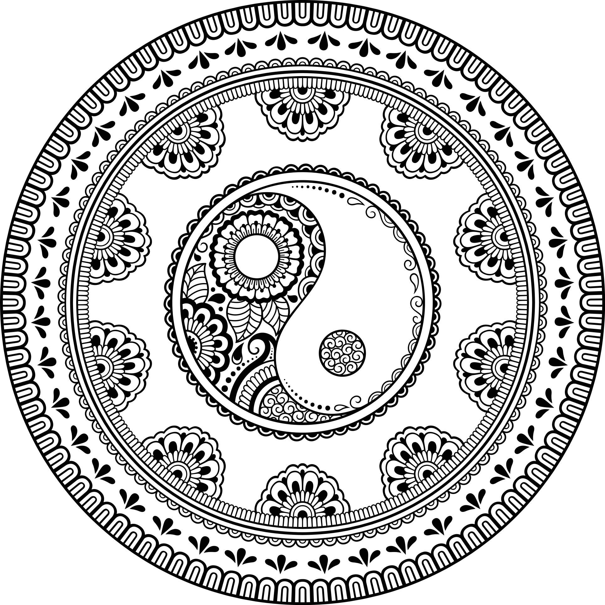 Vinyl Teppich Mandala graues rundes element - TenStickers