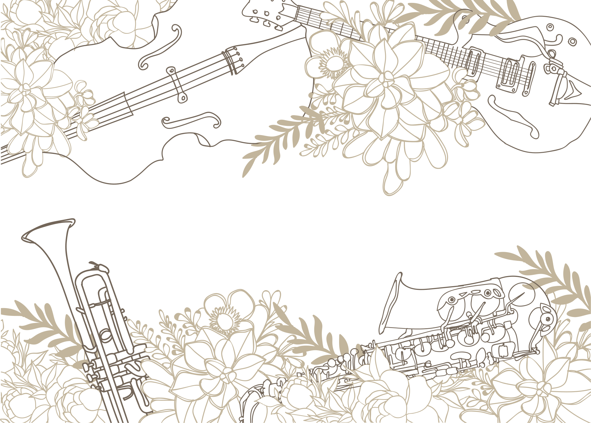 Vinyl Teppich Blumen musikalisches blumenarrangement - TenStickers