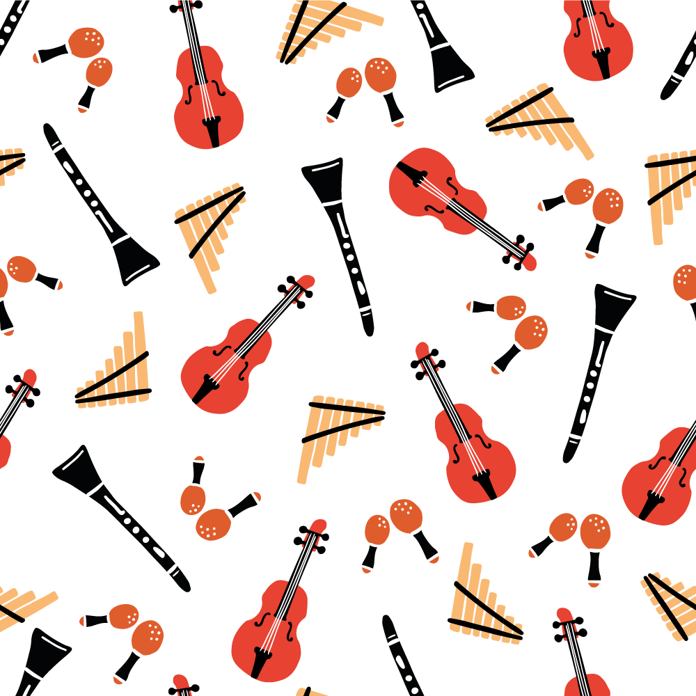 Vinylteppich kindlich mit musikinstrumenten-motiven - TenStickers