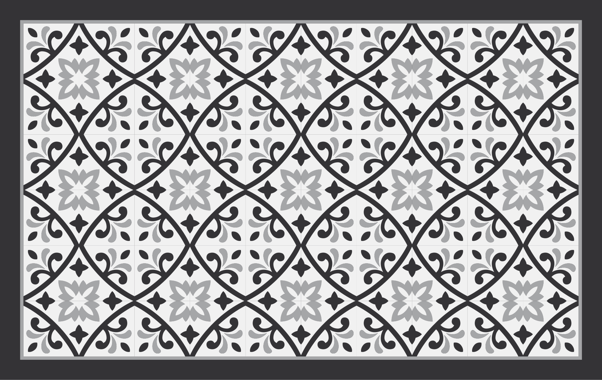 Vinyl Teppich Fliesenoptik monochromes blumenmuster - TenStickers