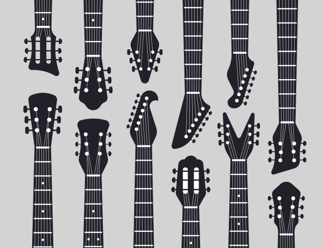 Vinylteppich Schlafzimmer Rockmusik gitarren hals silhouette - TenStickers
