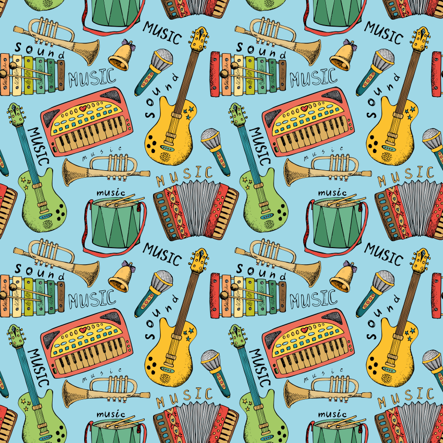 Vinylteppich kindlich mit fröhlichen musikinstrumenten - TenStickers