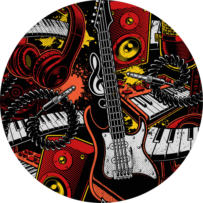 Vinylteppich kindlich musikinstrumente chaos - TenStickers