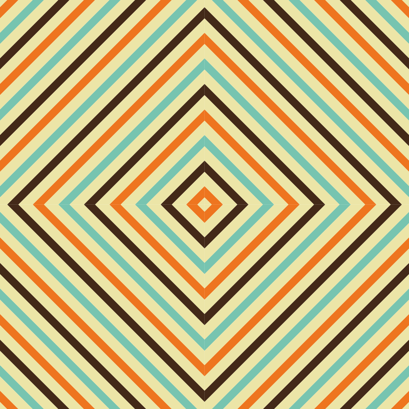Vinylteppich quadratisch Vintage orange und blaues Muster - TenStickers