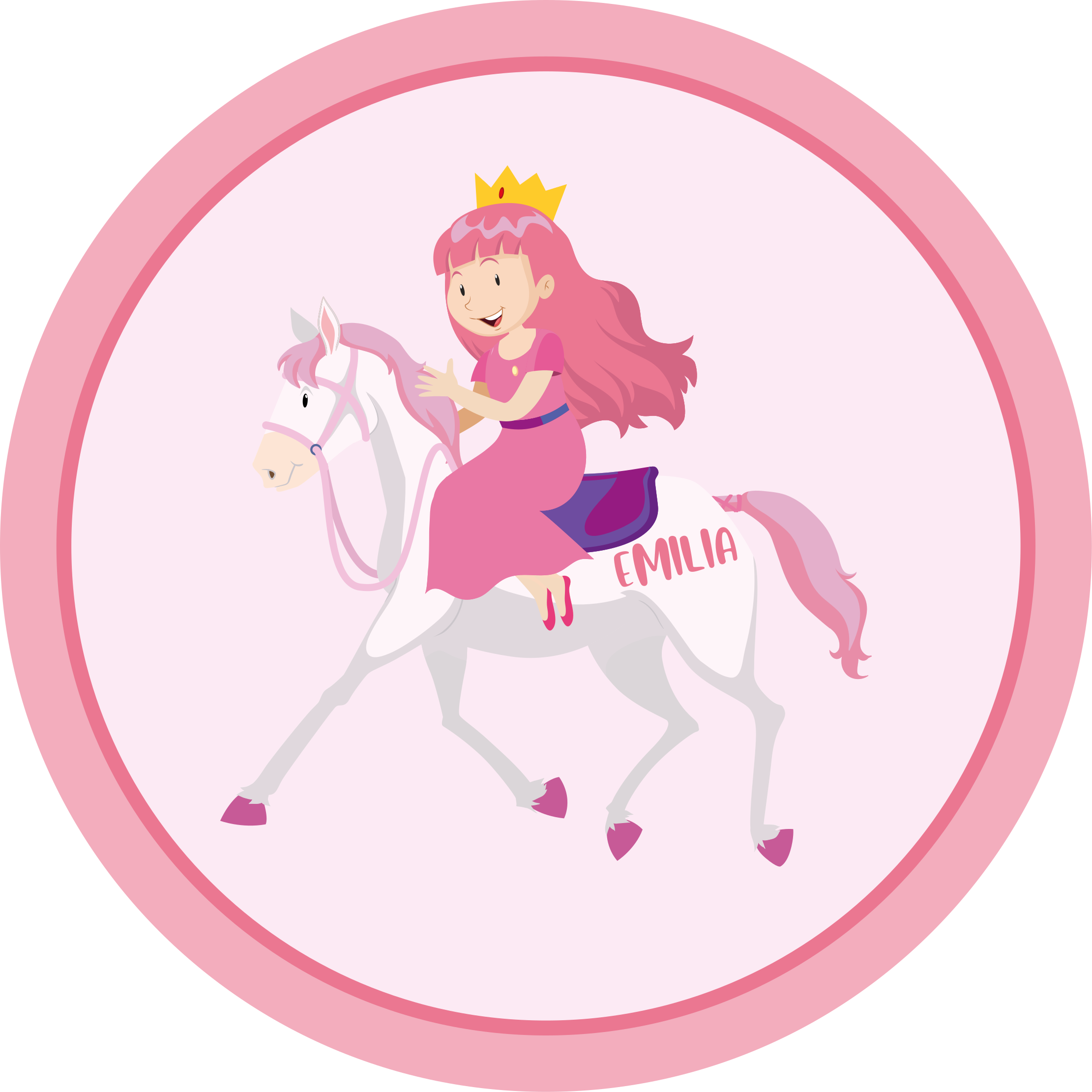 Vinylteppich kindlich individuelle prinzessin auf einhorn - TenStickers