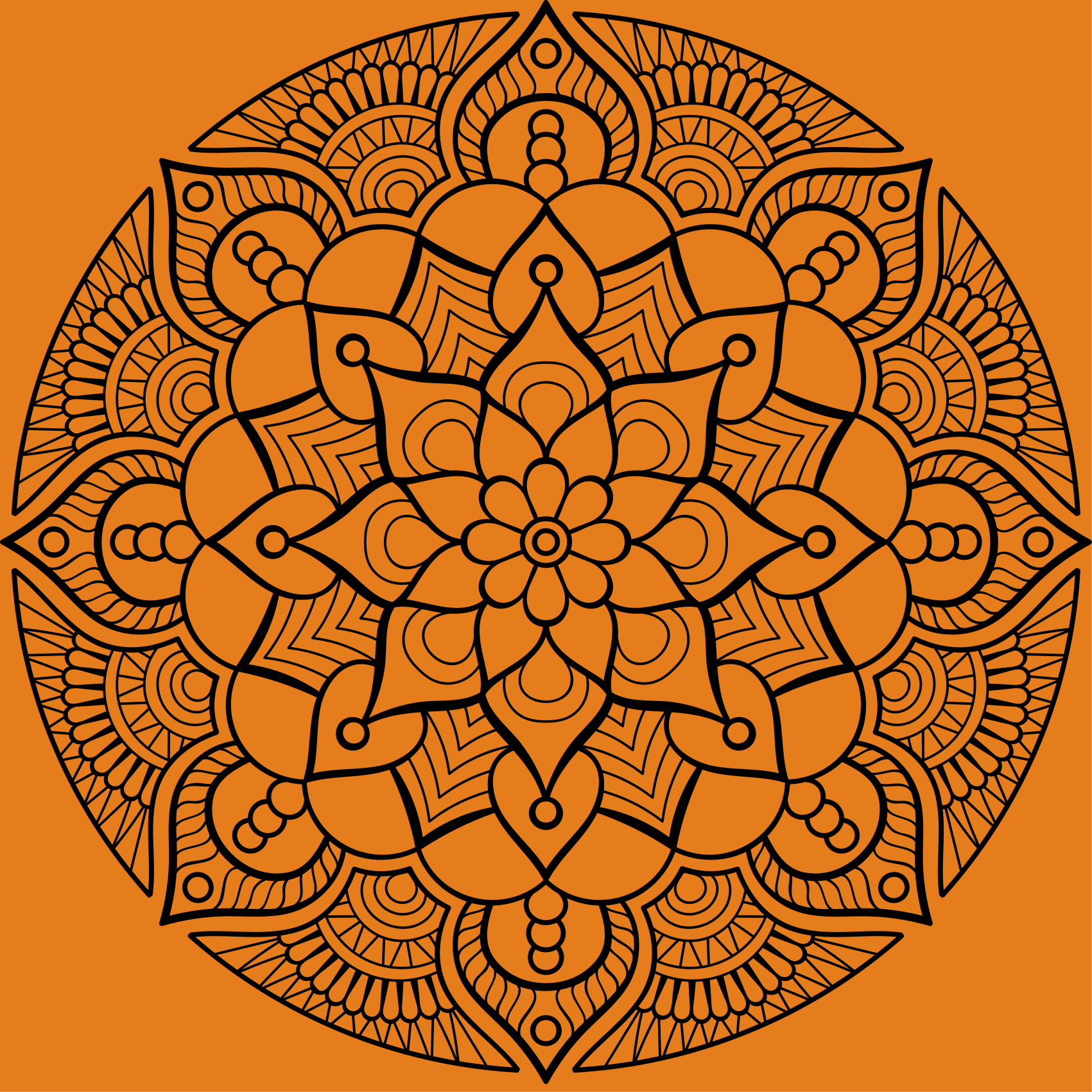 Vinyl teppich mandala in orange mandala-muster - TenStickers