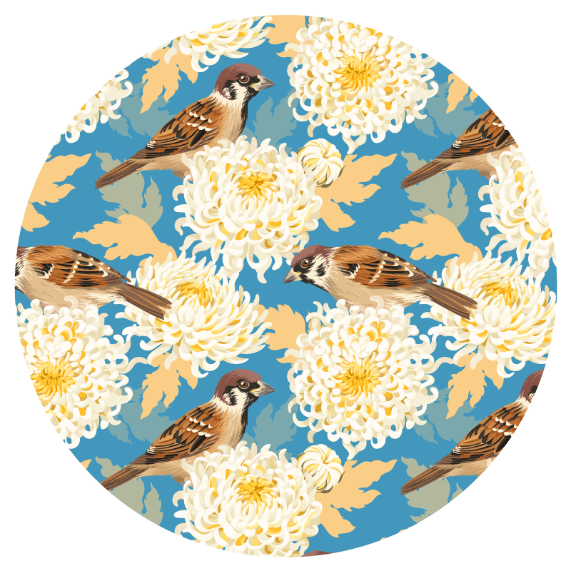 Vinyl teppich blumen spatzenblumenmuster - TenStickers