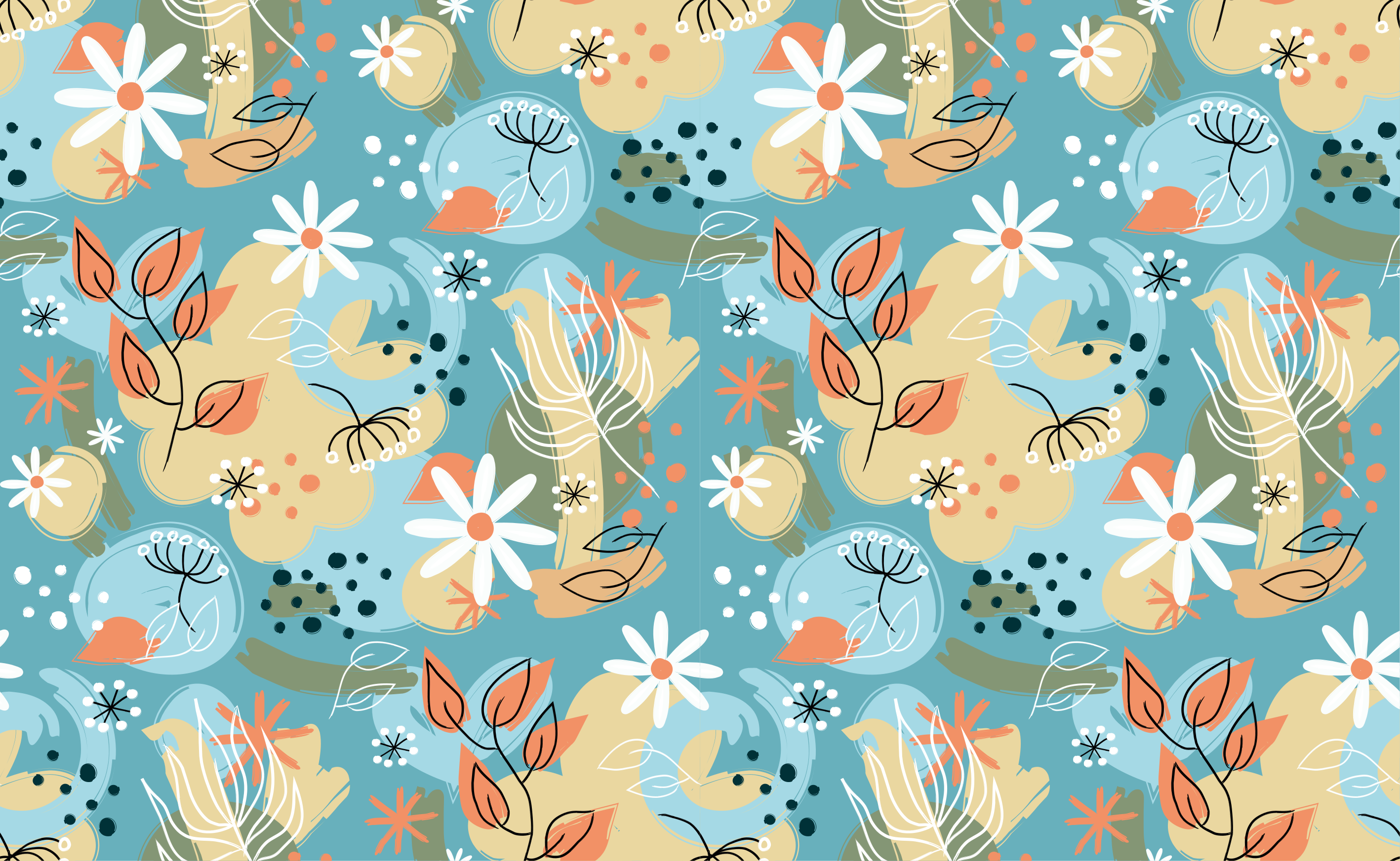 Vinyl Teppich Blumen florale abstrakte muster - TenStickers