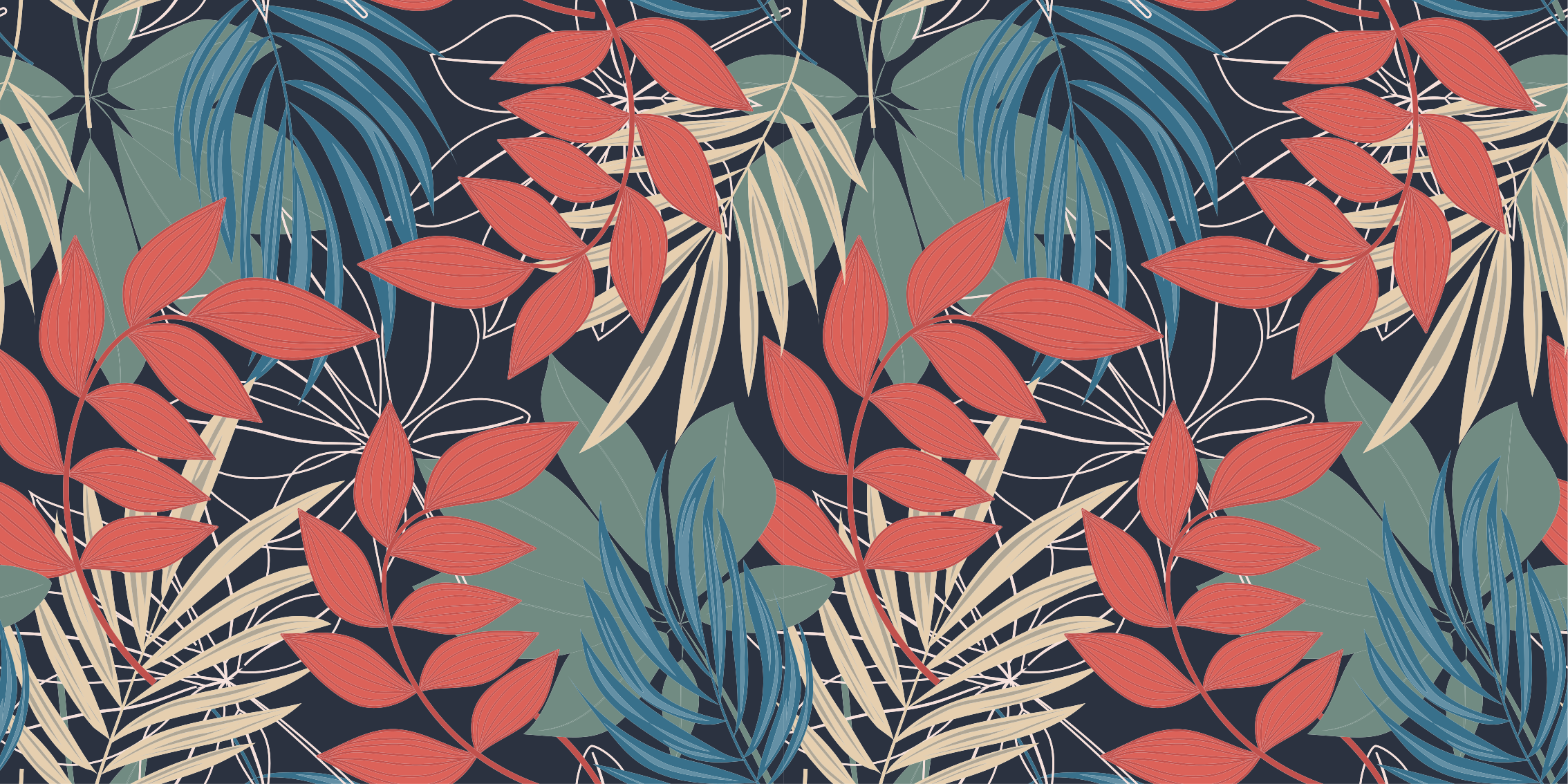 Vinyl Teppich Blumen lebendiges blattmuster - TenStickers