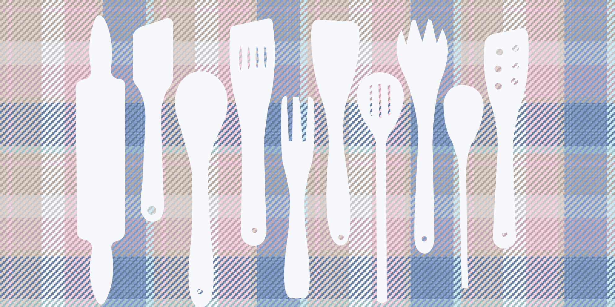 Vinylteppich modern Tartanmuster mit utensilien - TenStickers