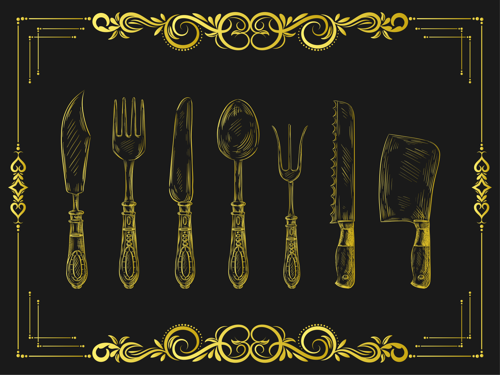 Vinyl Teppich Küche küchenutensilien gliederung - TenStickers