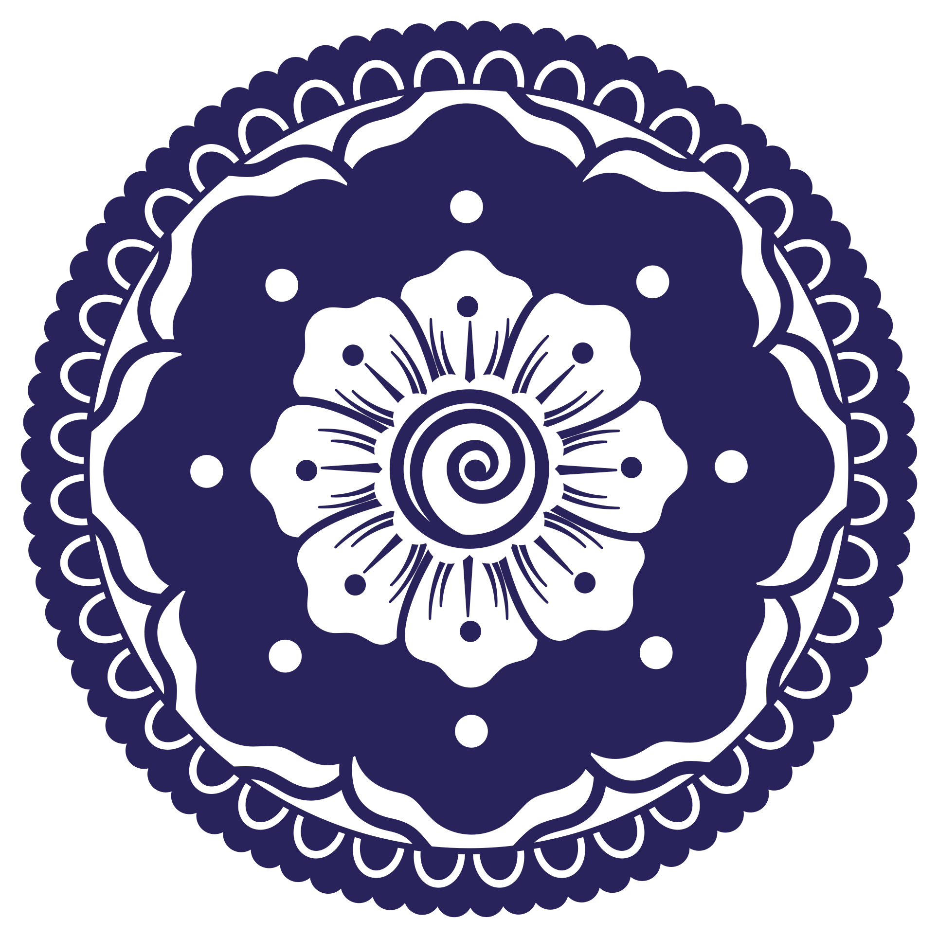 Vinyl Teppich Mandala marineblaues blumenarrangement - TenStickers