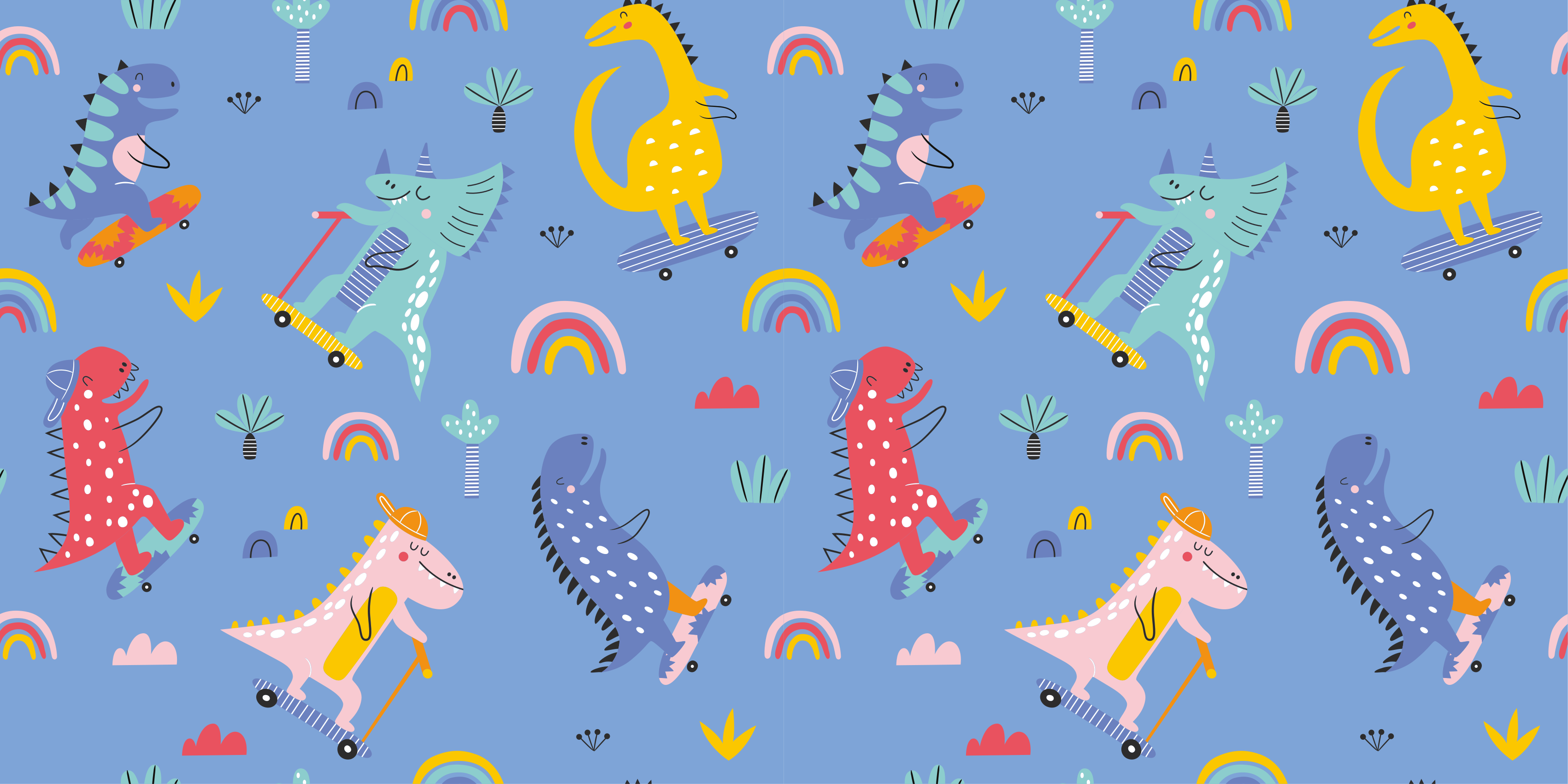 Vinyl Teppich Kinder buntes dinosaurier-abenteuer - TenStickers