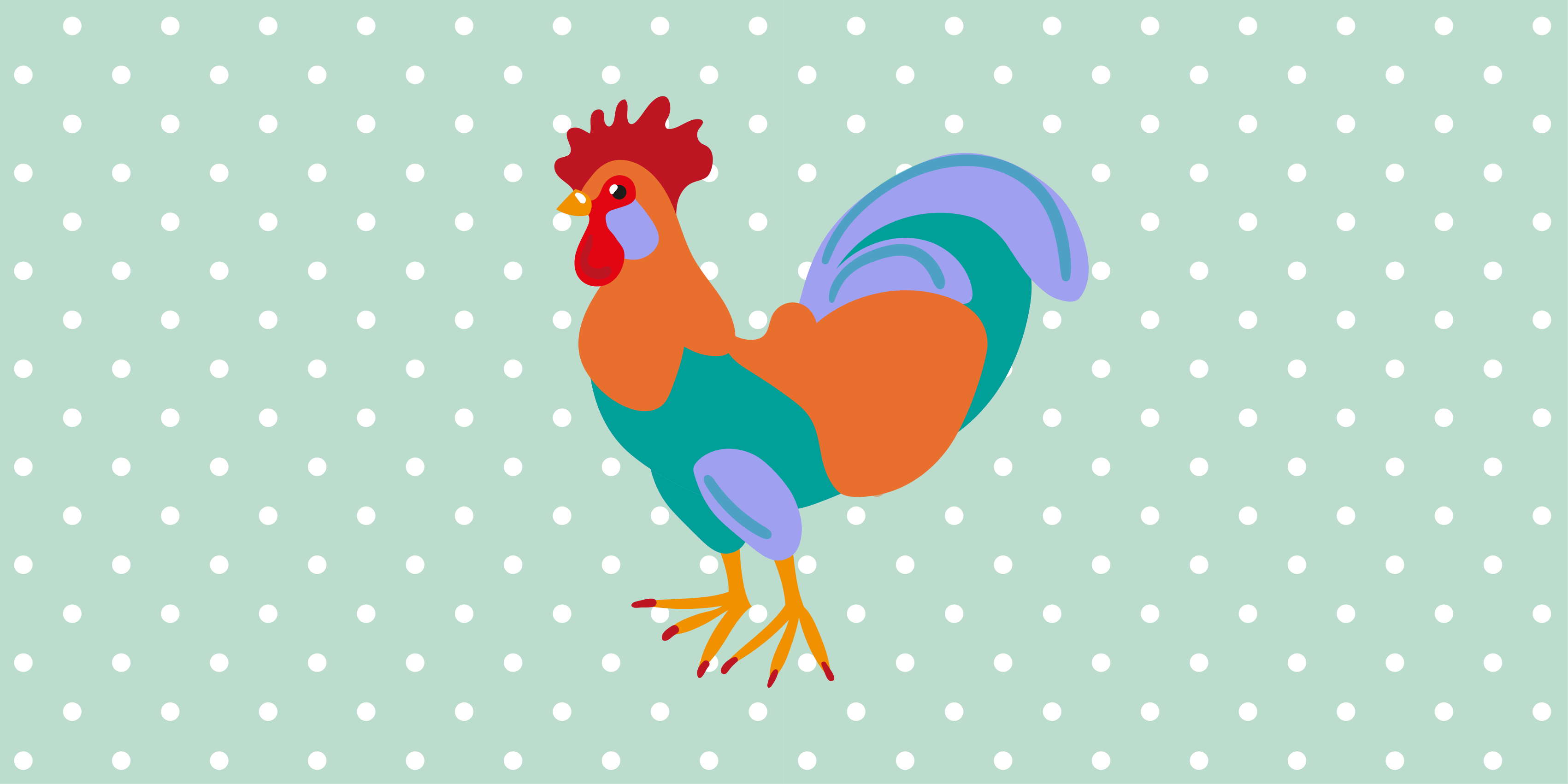 Vinyl teppich tiere mit lebhaftem hahn-motiv - TenStickers