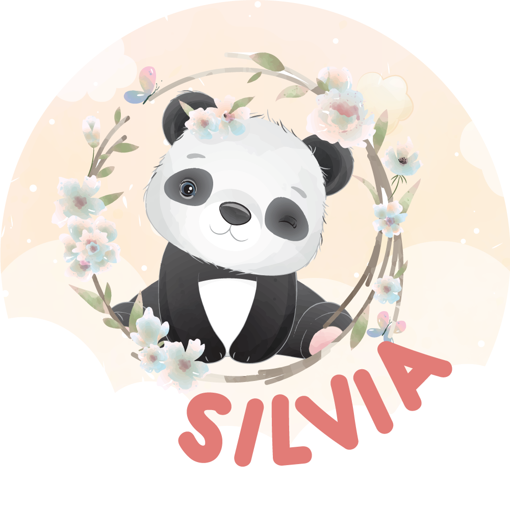 Vinyl teppich mit namen niedliches panda kunstwerk - TenStickers