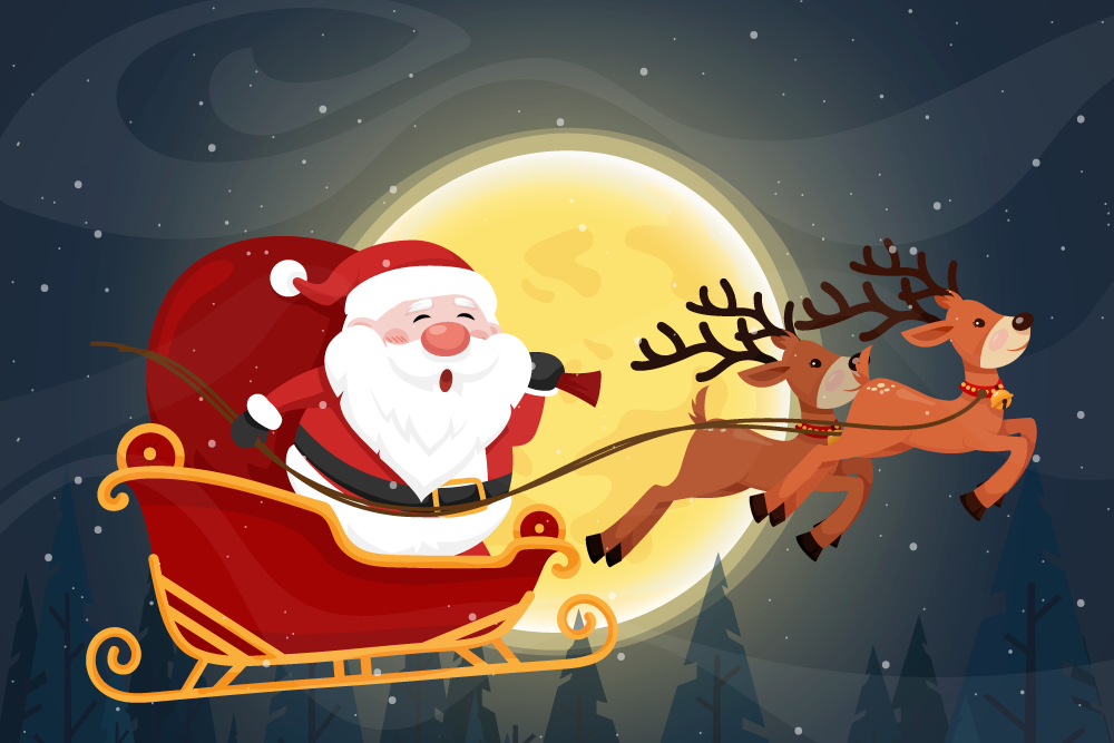 Vinyl teppich weihnachten schlittenfahrt vom weihnachtsmann - TenStickers