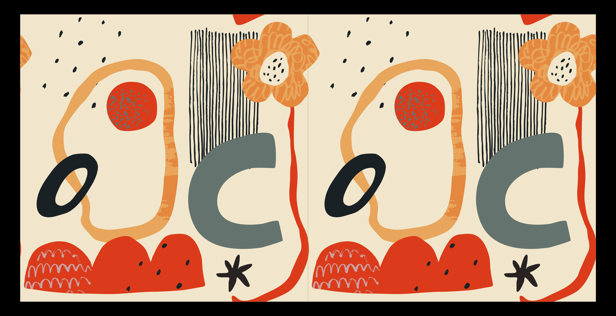 Vinyl Teppich modern kräftige florale elemente - TenStickers