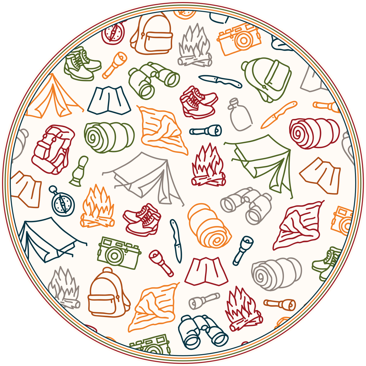 Vinylteppich kindlich symbole für abenteuerausrüstung - TenStickers