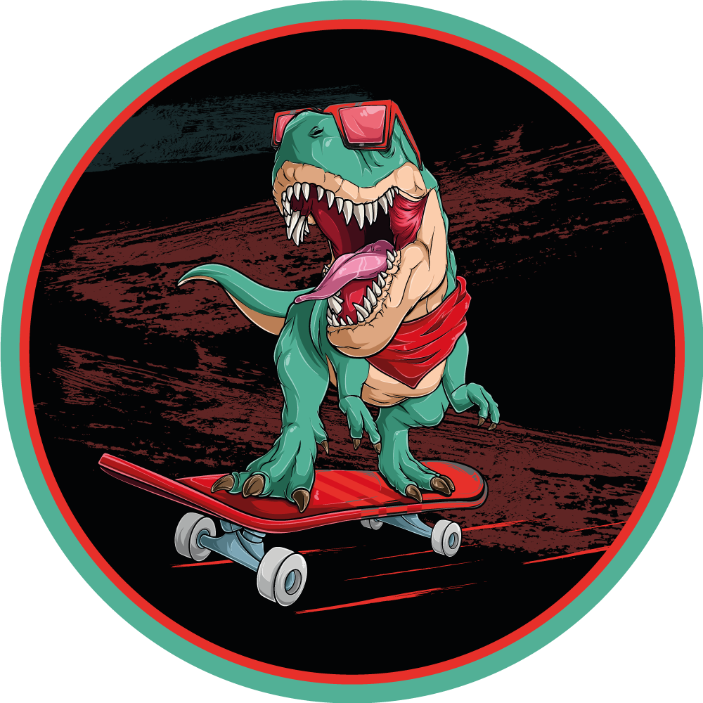Vinyl Teppich Jugendzimmer cooler skateboard-dinosaurier - TenStickers
