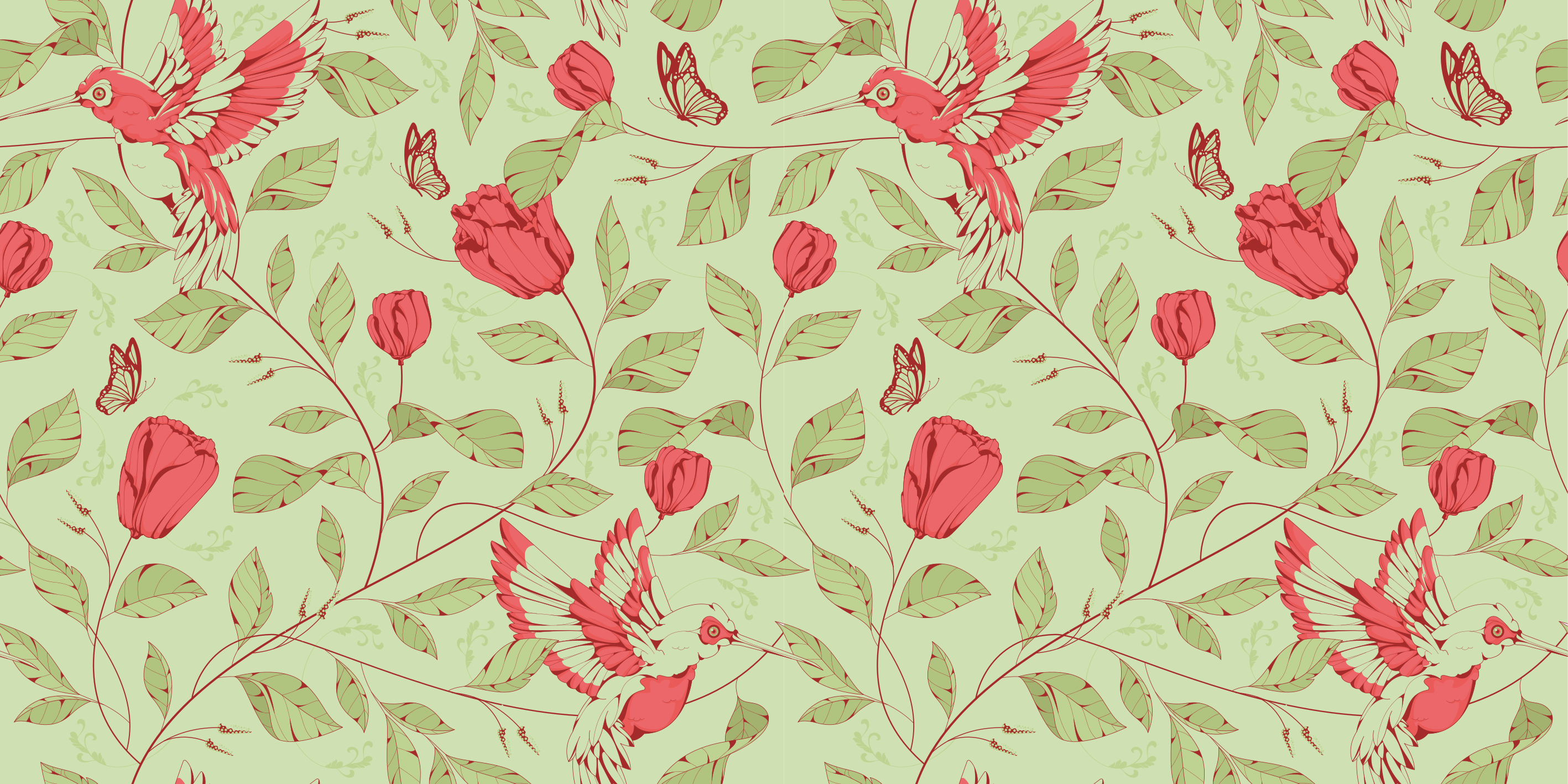 Vinyl Teppich Eingang kolibri-blumenmuster - TenStickers