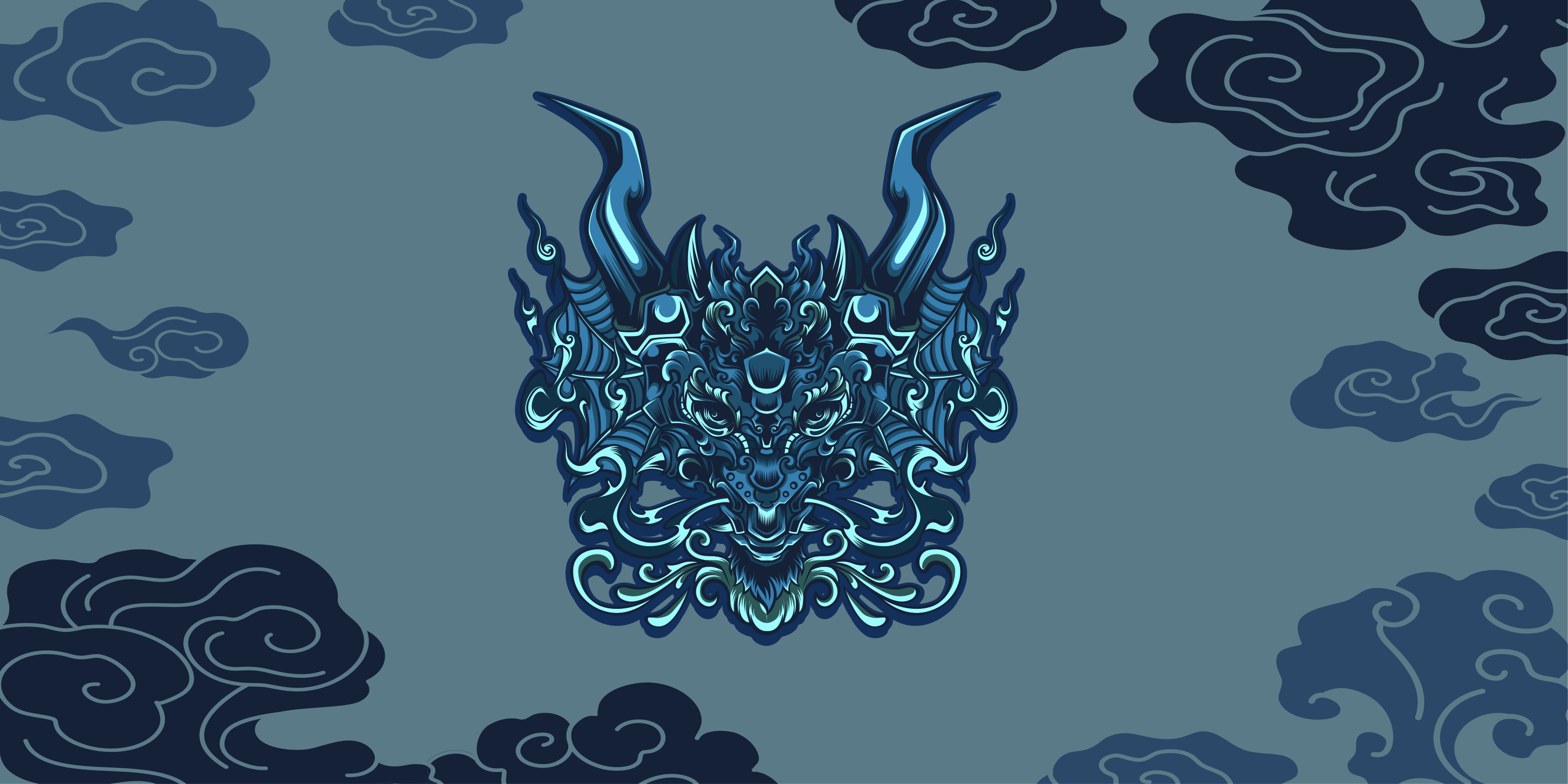 Vinyl Teppich ethnisch graues drachenmotiv - TenStickers