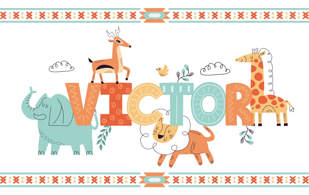 Vinyl Teppich mit Namen personalisiertes safari-thema - TenStickers